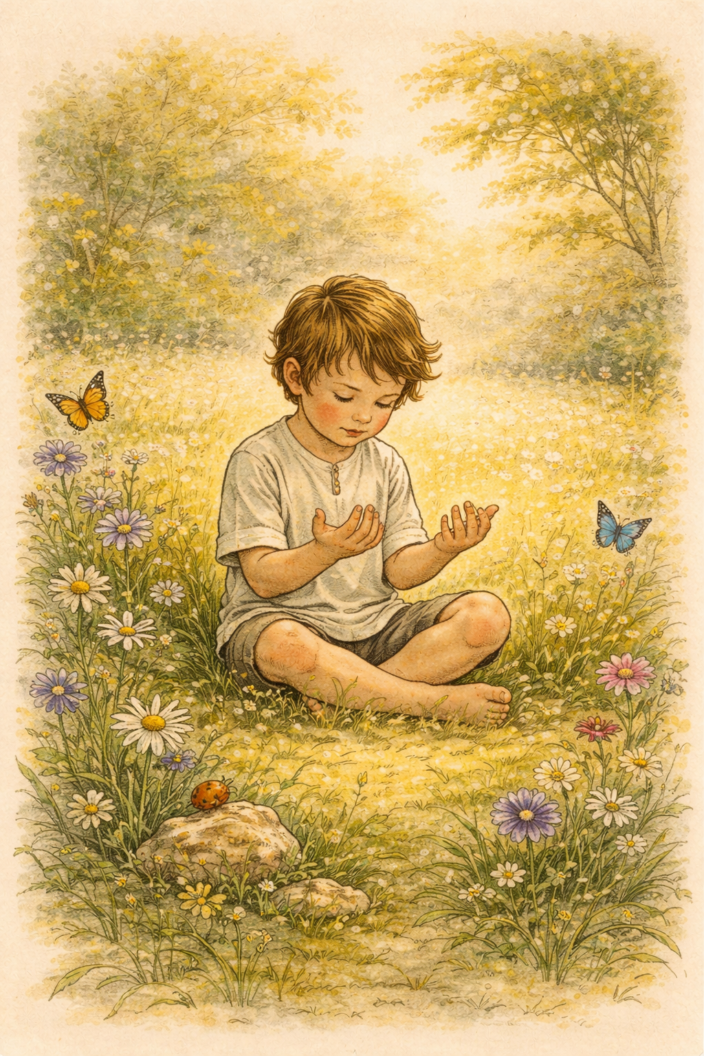 Child looking at hands